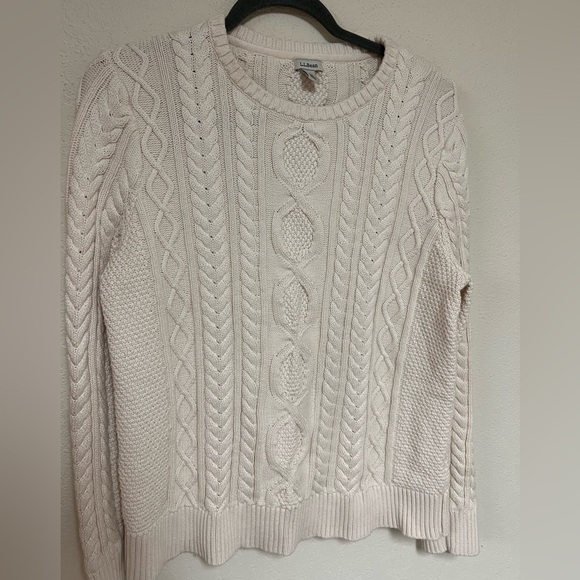 L.L.Bean Fisherman Cableknit Cream sweater XL - Picture 1 of 7